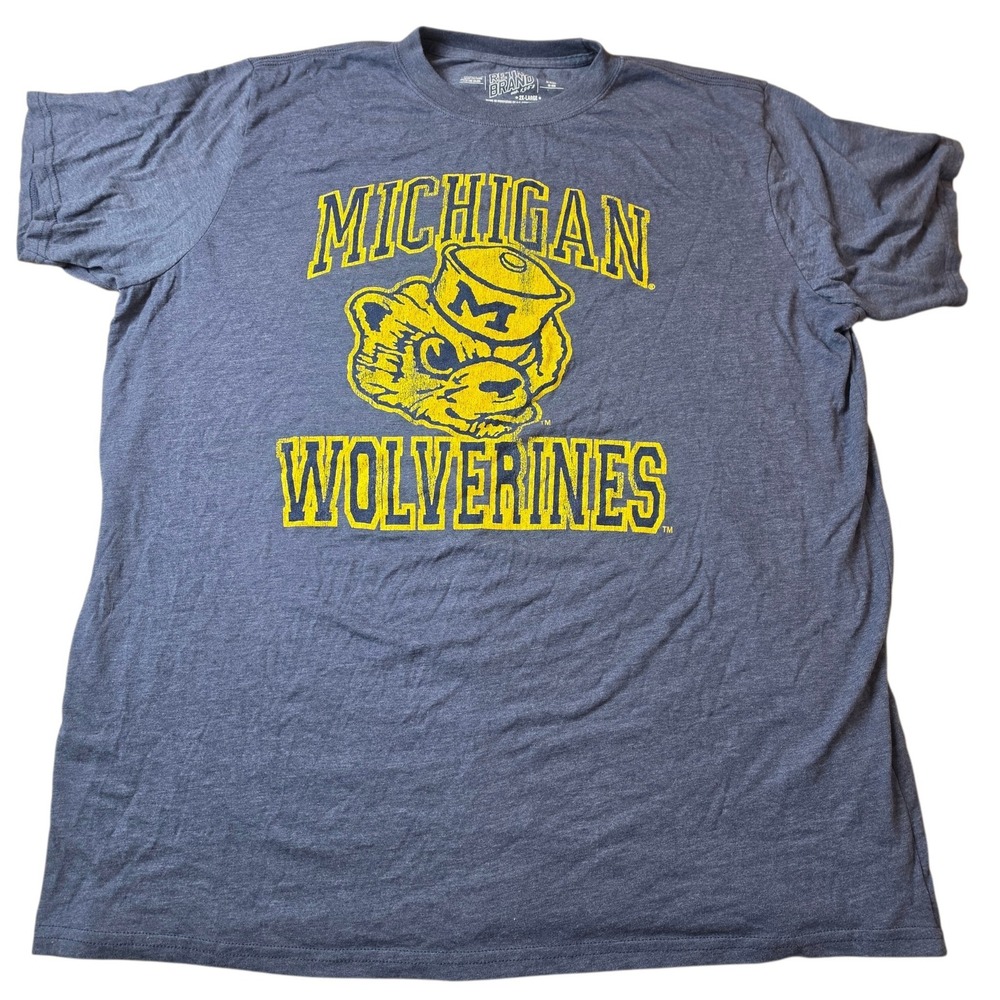 Michigan Wolverines Graphic Retro Brand T-Shirt Mens 2XL Blue Heather